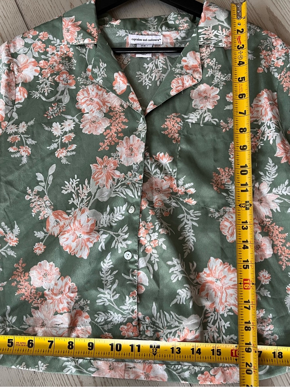 cupcakes & cashmere Sage Floral Button-Up Top with Peach Accents - Picture 8 of 10